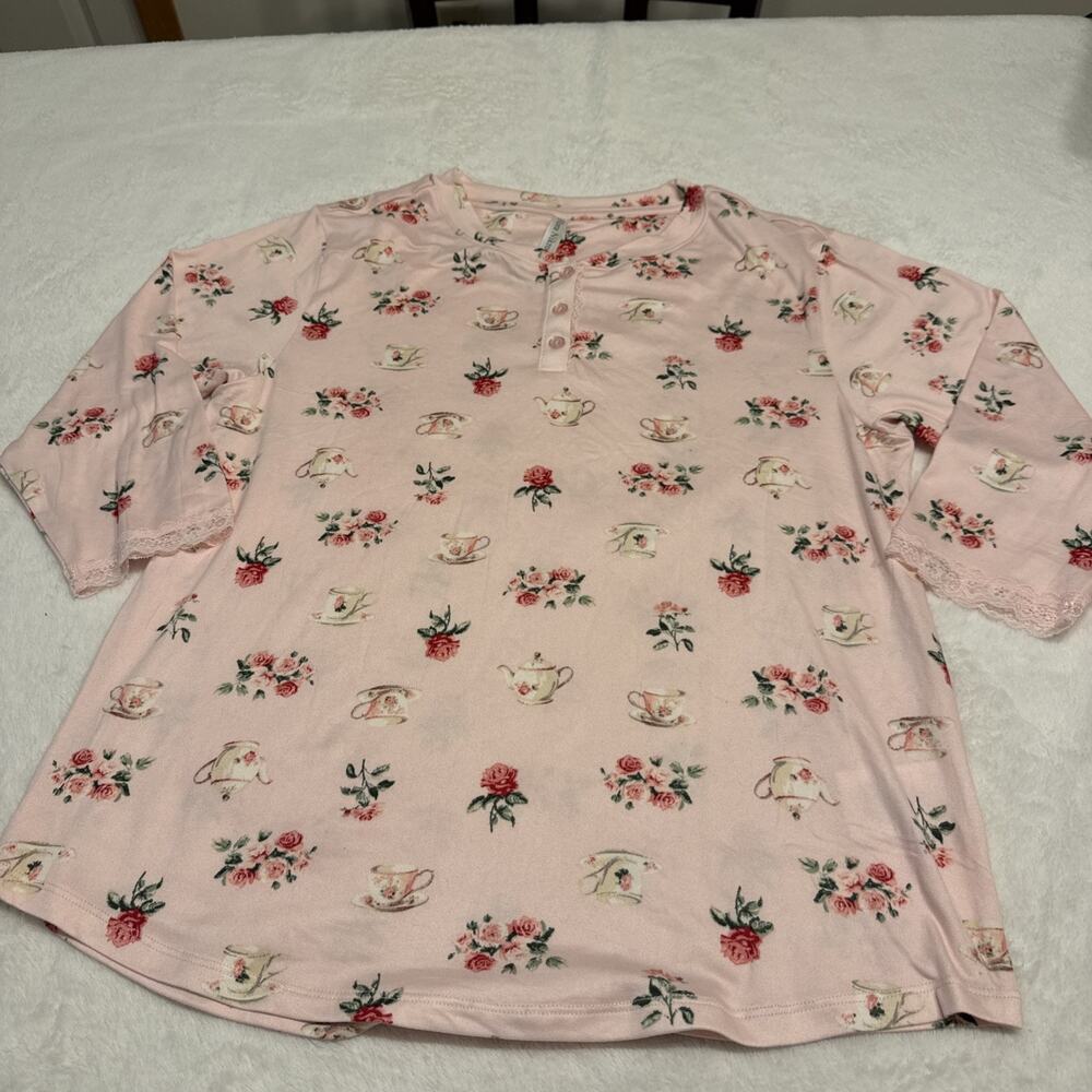 The Flora Nikrooz Women's Pink Floral Pajama Shirt size S